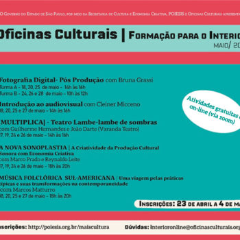 OFICINAS CULTURAIS – FORMAÇÃO PARA O INTERIOR