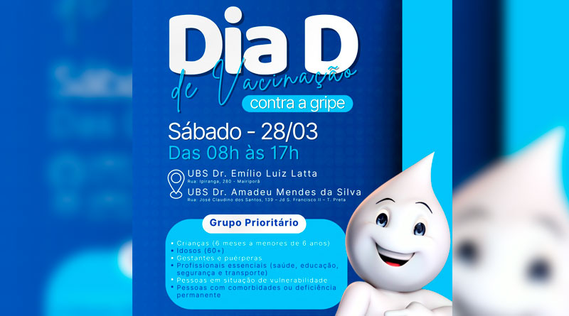 Mairiporã realiza Dia D de vacinação contra a gripe neste sábado
